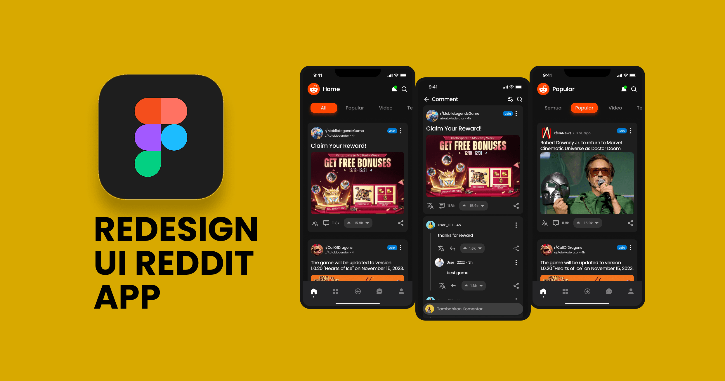 Redesign UI/UX of Reddit Application